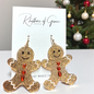 Sparkly Gingerbread Man Earrings – Sparkly Christmas Cookie Dangle Earrings