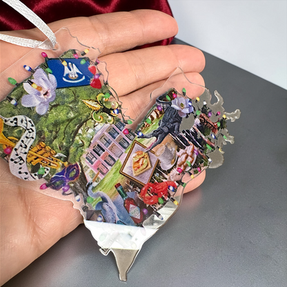 Louisiana Christmas Ornament | Clear Acrylic Louisiana State Ornament | NOLA Holiday Decor | Cajun Christmas Gift | Louisiana Pride Ornament