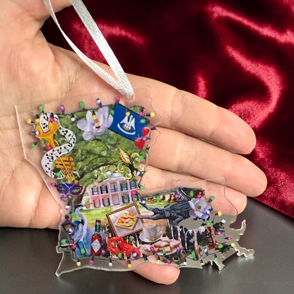 Louisiana Christmas Ornament | Clear Acrylic Louisiana State Ornament | NOLA Holiday Decor | Cajun Christmas Gift | Louisiana Pride Ornament