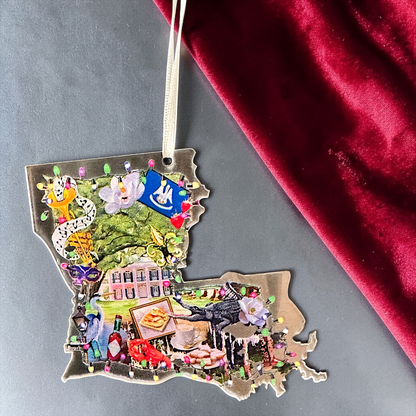 Louisiana Christmas Ornament | Clear Acrylic Louisiana State Ornament | NOLA Holiday Decor | Cajun Christmas Gift | Louisiana Pride Ornament