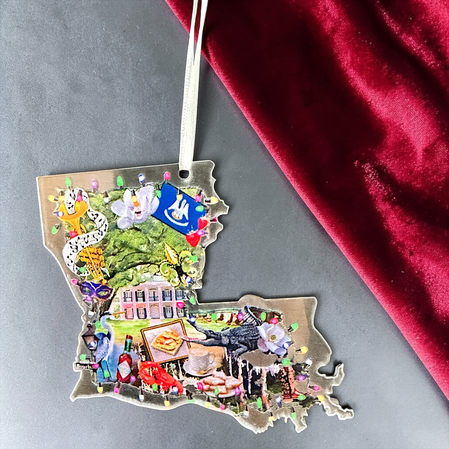 Louisiana Christmas Ornament | Clear Acrylic Louisiana State Ornament | NOLA Holiday Decor | Cajun Christmas Gift | Louisiana Pride Ornament