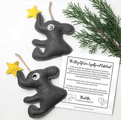 Elephant Friendship Ornament Set (2 Pack) with Story Card | Sister & Best Friend Gift