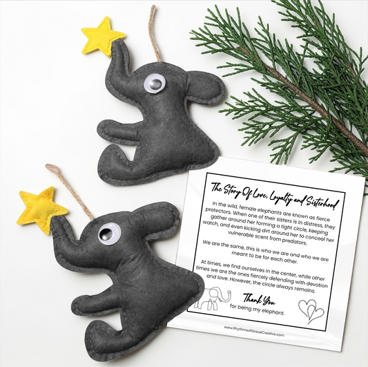 Elephant Friendship Ornament Set (2 Pack) with Story Card | Sister & Best Friend Gift
