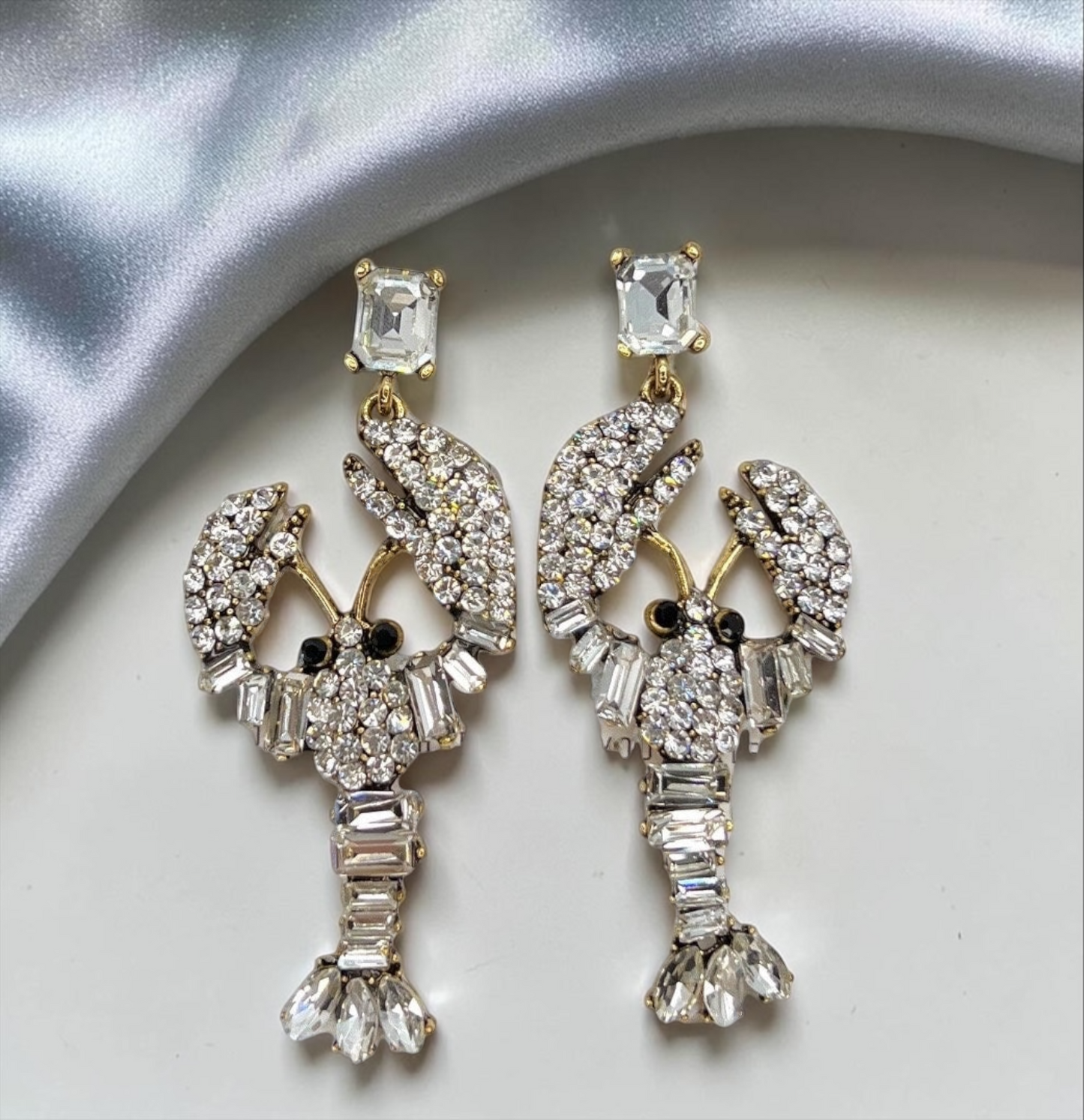Bayou Bling Rhinestone Crawfish Statement Earrings