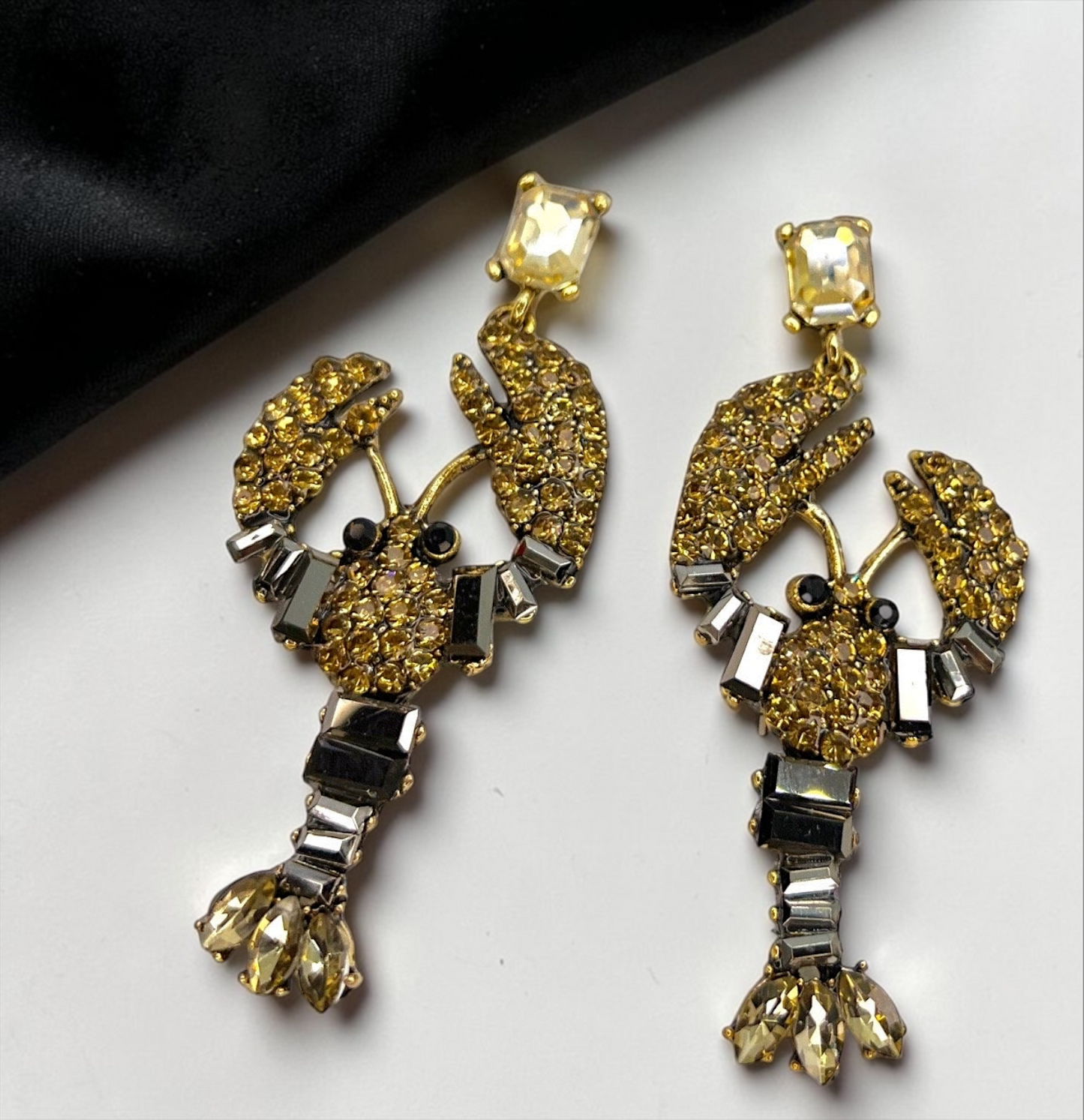 Bayou Bling Rhinestone Crawfish Statement Earrings