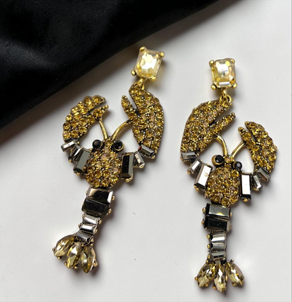 Bayou Bling Rhinestone Crawfish Statement Earrings