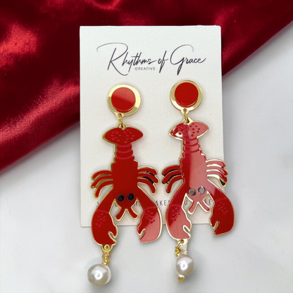 Crawfish Craze: Sparkly Dangle Earrings for Cajun Magic! 🦞