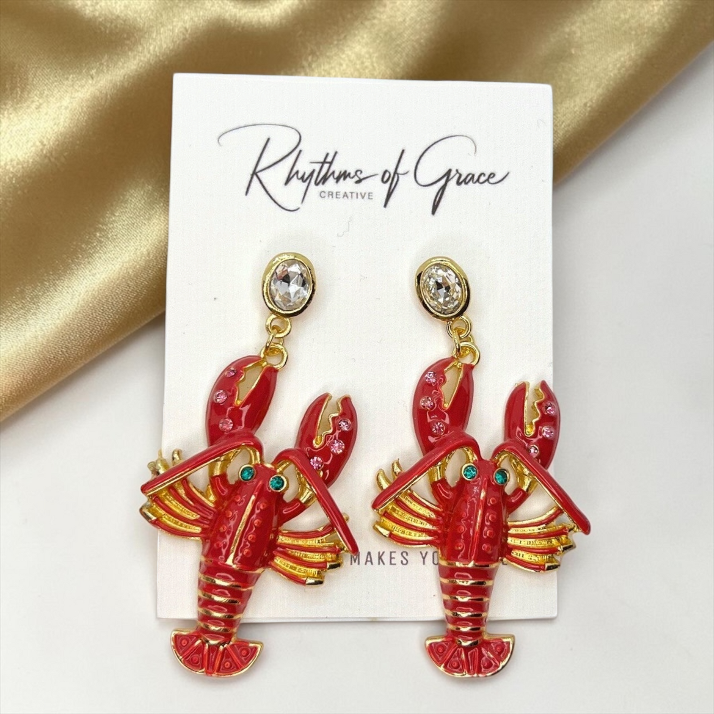 Crawfish Craze: Sparkly Dangle Earrings for Cajun Magic! 🦞