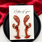Catch the Sparkle: Rhinestone Crawfish Earrings for a Dazzling Crawfish Boil!