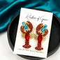 Catch the Sparkle: Rhinestone Crawfish Earrings for a Dazzling Crawfish Boil!