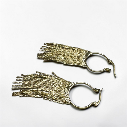 Gold Fringe Hoop Earrings – Boho Chic Statement Earrings