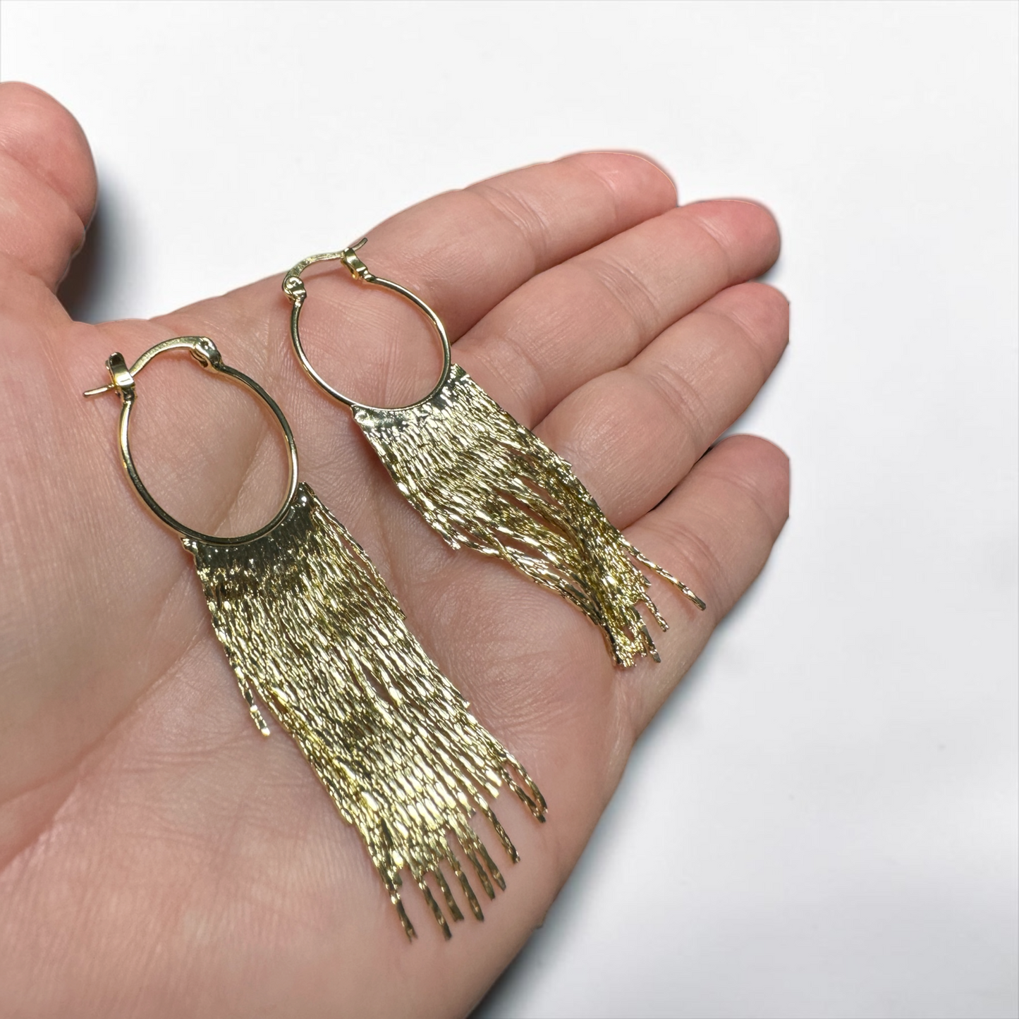Gold Fringe Hoop Earrings – Boho Chic Statement Earrings