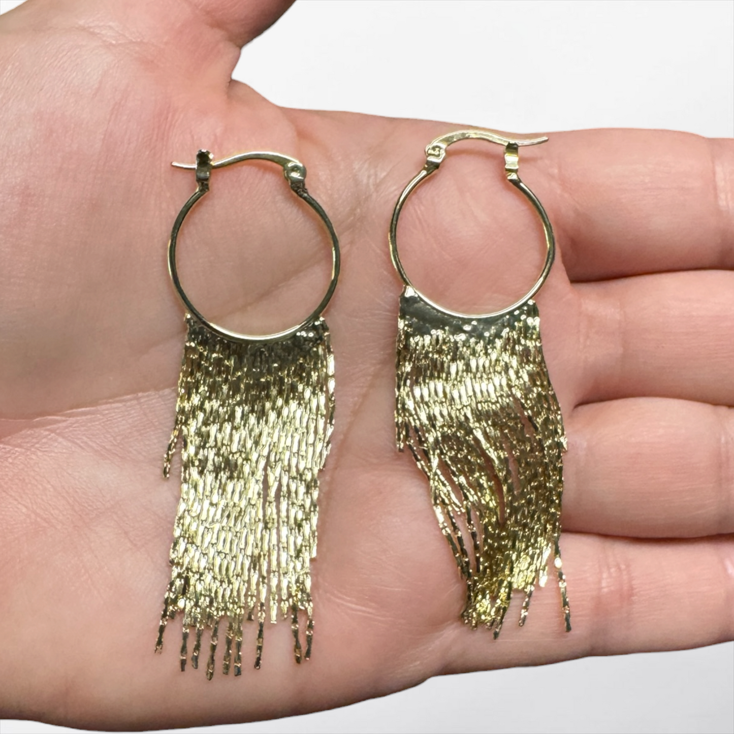 Gold Fringe Hoop Earrings – Boho Chic Statement Earrings