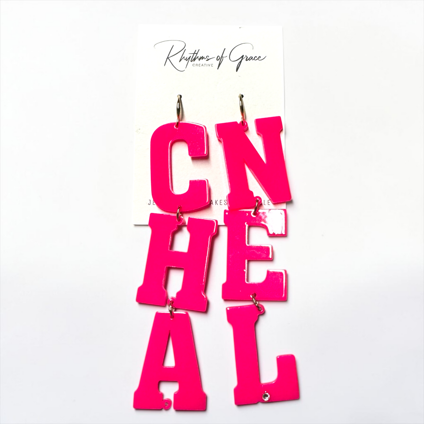 Hot Pink "CHANEL" Acrylic Statement Earrings – Barbiecore Glam Rhinestone Dangle Earrings