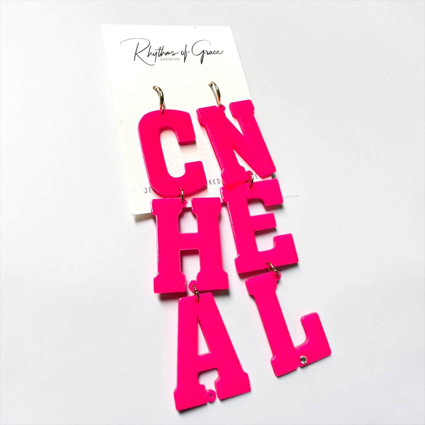 Hot Pink "CHANEL" Acrylic Statement Earrings – Barbiecore Glam Rhinestone Dangle Earrings