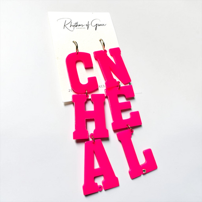 Hot Pink "CHANEL" Acrylic Statement Earrings – Barbiecore Glam Rhinestone Dangle Earrings