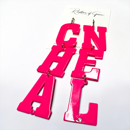 Hot Pink "CHANEL" Acrylic Statement Earrings – Barbiecore Glam Rhinestone Dangle Earrings