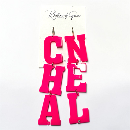 Hot Pink "CHANEL" Acrylic Statement Earrings – Barbiecore Glam Rhinestone Dangle Earrings