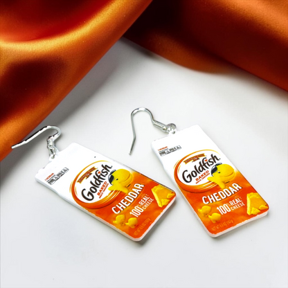 Munchable Charm: Goldfish Cracker Dangle Earrings