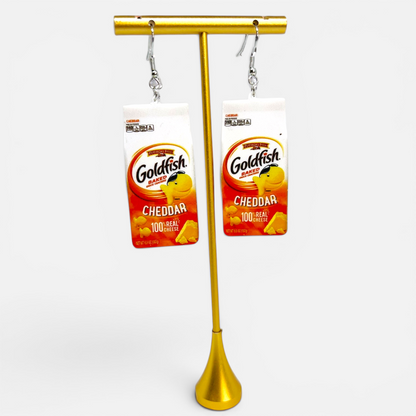 Munchable Charm: Goldfish Cracker Dangle Earrings