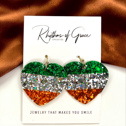 Irish Flag Heart Earrings - Wear Your Heritage with Flair! 🍀