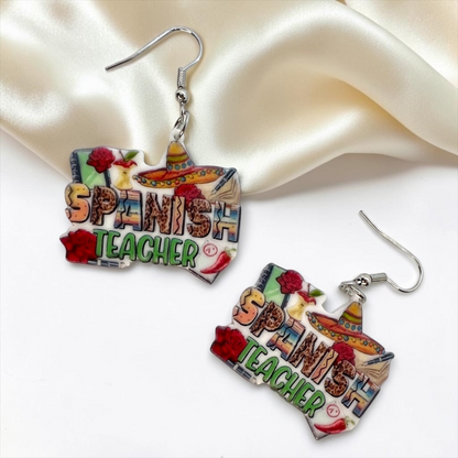 Spanish Teacher Earrings - Foreign Language Teacher