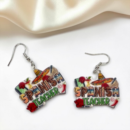 Spanish Teacher Earrings - Foreign Language Teacher