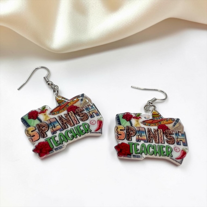 Spanish Teacher Earrings - Foreign Language Teacher