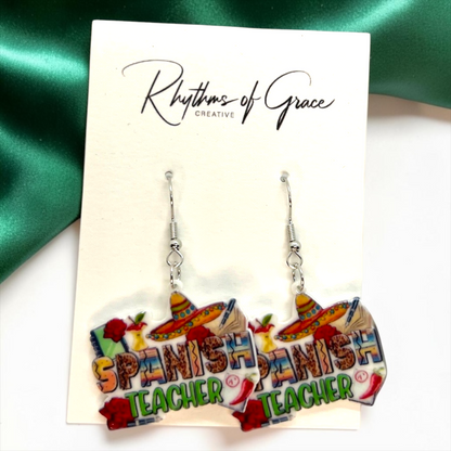 Spanish Teacher Earrings - Foreign Language Teacher