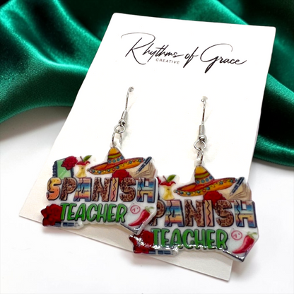 Spanish Teacher Earrings - Foreign Language Teacher