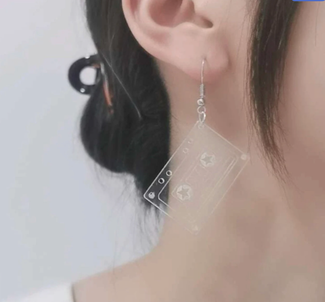 Cassette Earrings - Concert, Music Teacher, Music Gift, Eighties, Retro Jewelry, Cassette Tape, Music Fest, Music Earrings