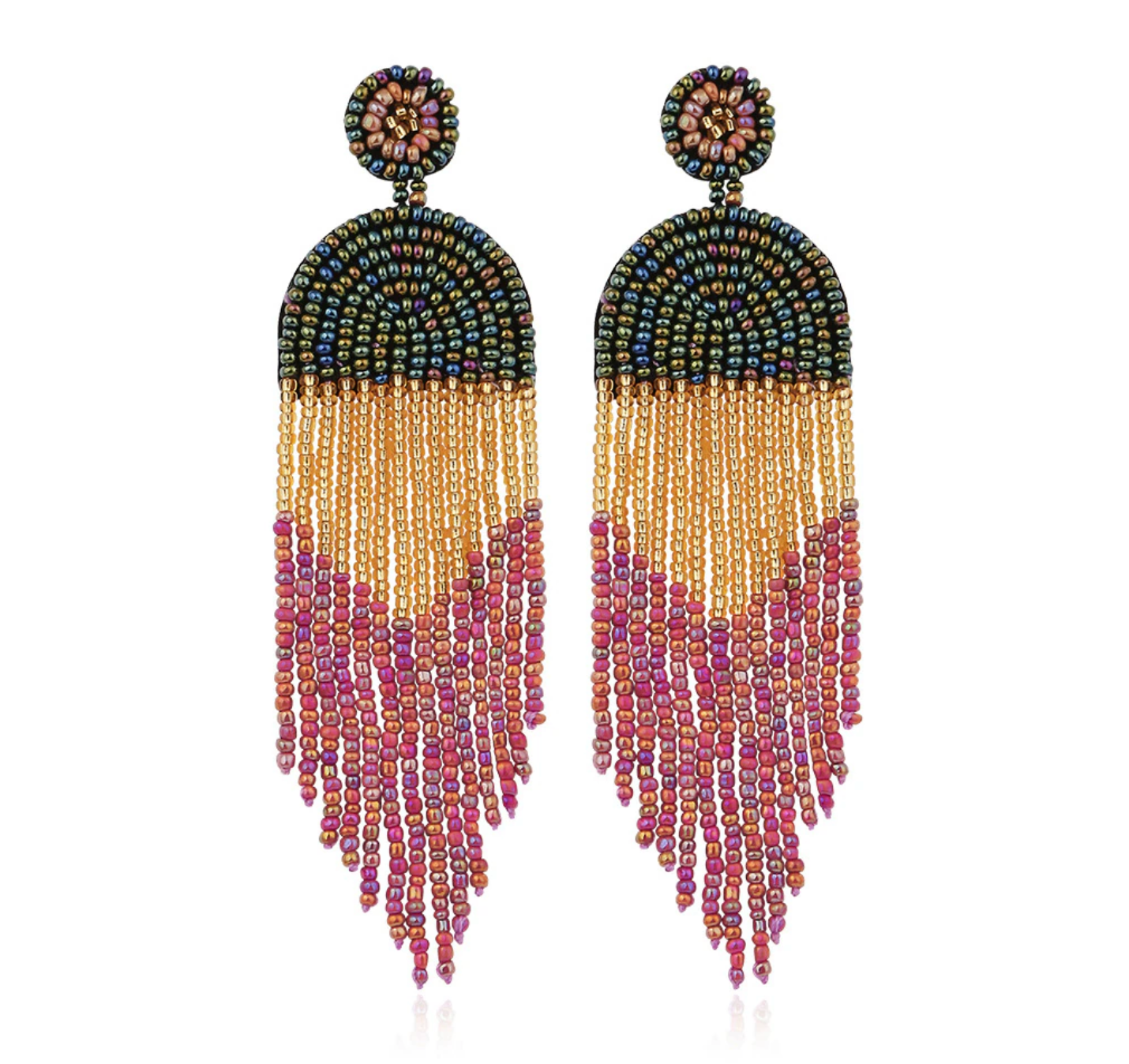Black and Gold Beaded Boho Earrings - New Orleans, Saints Football, Black Gold, Beaded Earrings, Boho Accessories, NOLA Saints, Glass Beads - Rhythms of Grace Creative