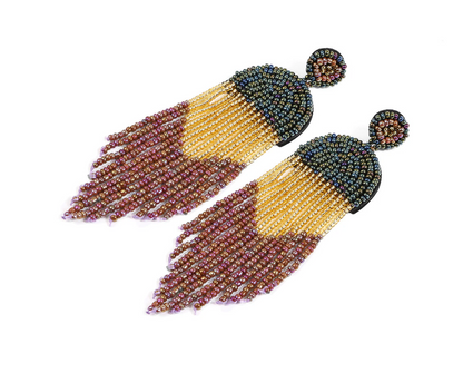 Black and Gold Beaded Boho Earrings - New Orleans, Saints Football, Black Gold, Beaded Earrings, Boho Accessories, NOLA Saints, Glass Beads - Rhythms of Grace Creative