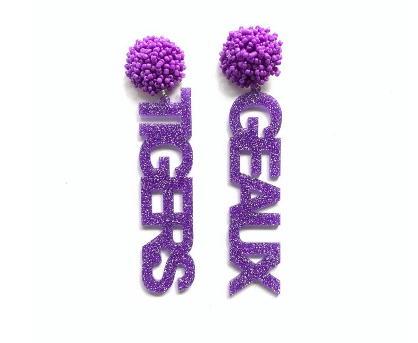 Geaux Tigers Earrings - Tiger Earrings, College Football Earrings, Handmade Jewelry, Purple and Gold, Football, Handmade Earrings, Louisiana - Rhythms of Grace Creative