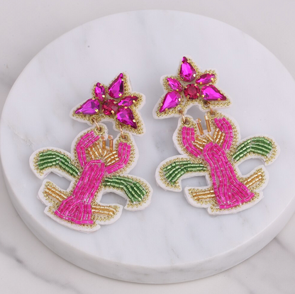 Festive Flair: Beaded Mardi Gras Earrings in Vibrant Purple, Green & Gold! - Rhythms of Grace Creative