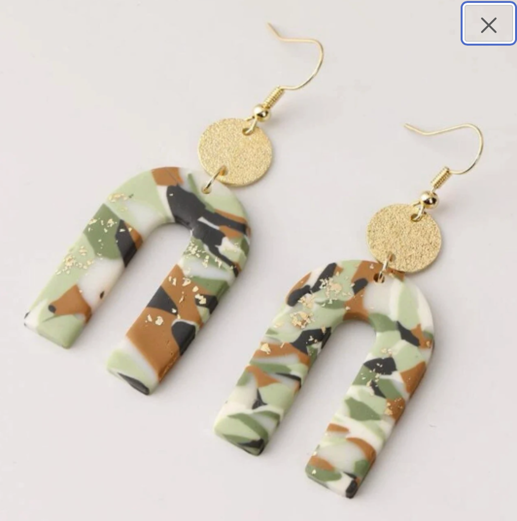 Camo Drop Earrings - Camouflage Earrings, Hunter Green, Hunting Accessories Camping Earrings, Sportsman Paradise, Country Princess, Adventure Seeker - Rhythms of Grace Creative