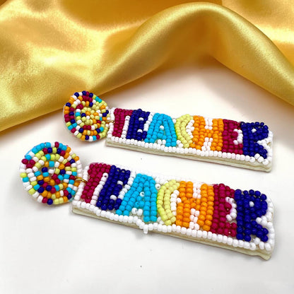 Beaded Teacher Earrings – Celebrate Educators in Style!