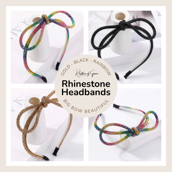 Bows Before Bros: Sparkly Rhinestone Headbands (Black, Gold, Rainbow) - Rhythms of Grace Creative