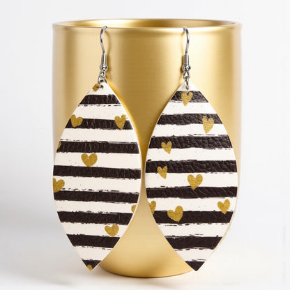 Bold Stripes & Golden Hearts – Chic Dangle Earrings That Turn Heads - Rhythms of Grace Creative