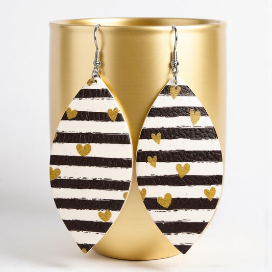 Bold Stripes & Golden Hearts – Chic Dangle Earrings That Turn Heads - Rhythms of Grace Creative
