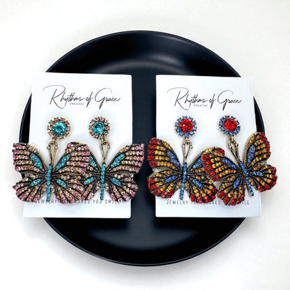 Flutter into Elegance with Our Rhinestone Butterfly Earrings! 🦋