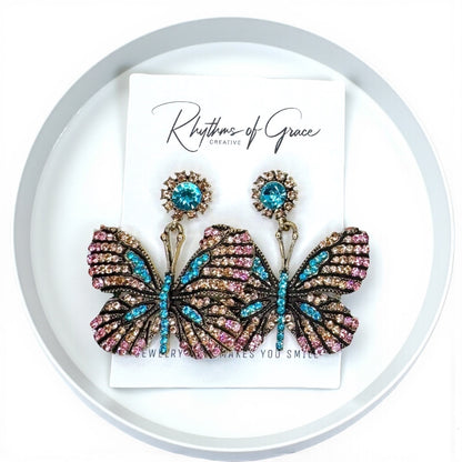 Flutter into Elegance with Our Rhinestone Butterfly Earrings! 🦋