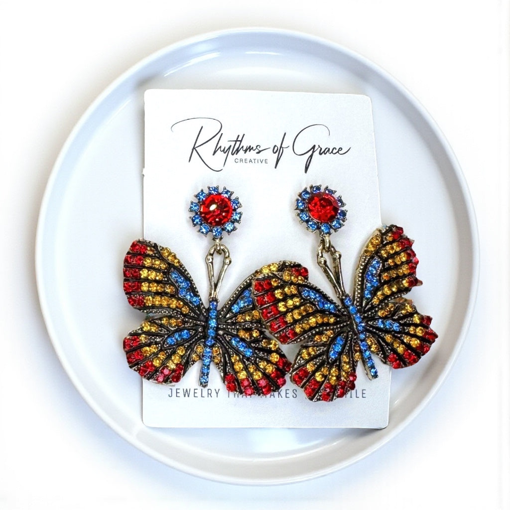 Flutter into Elegance with Our Rhinestone Butterfly Earrings! 🦋