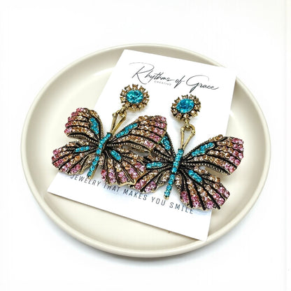 Flutter into Elegance with Our Rhinestone Butterfly Earrings! 🦋