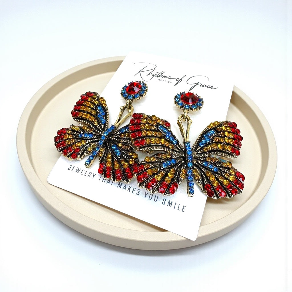 Flutter into Elegance with Our Rhinestone Butterfly Earrings! 🦋