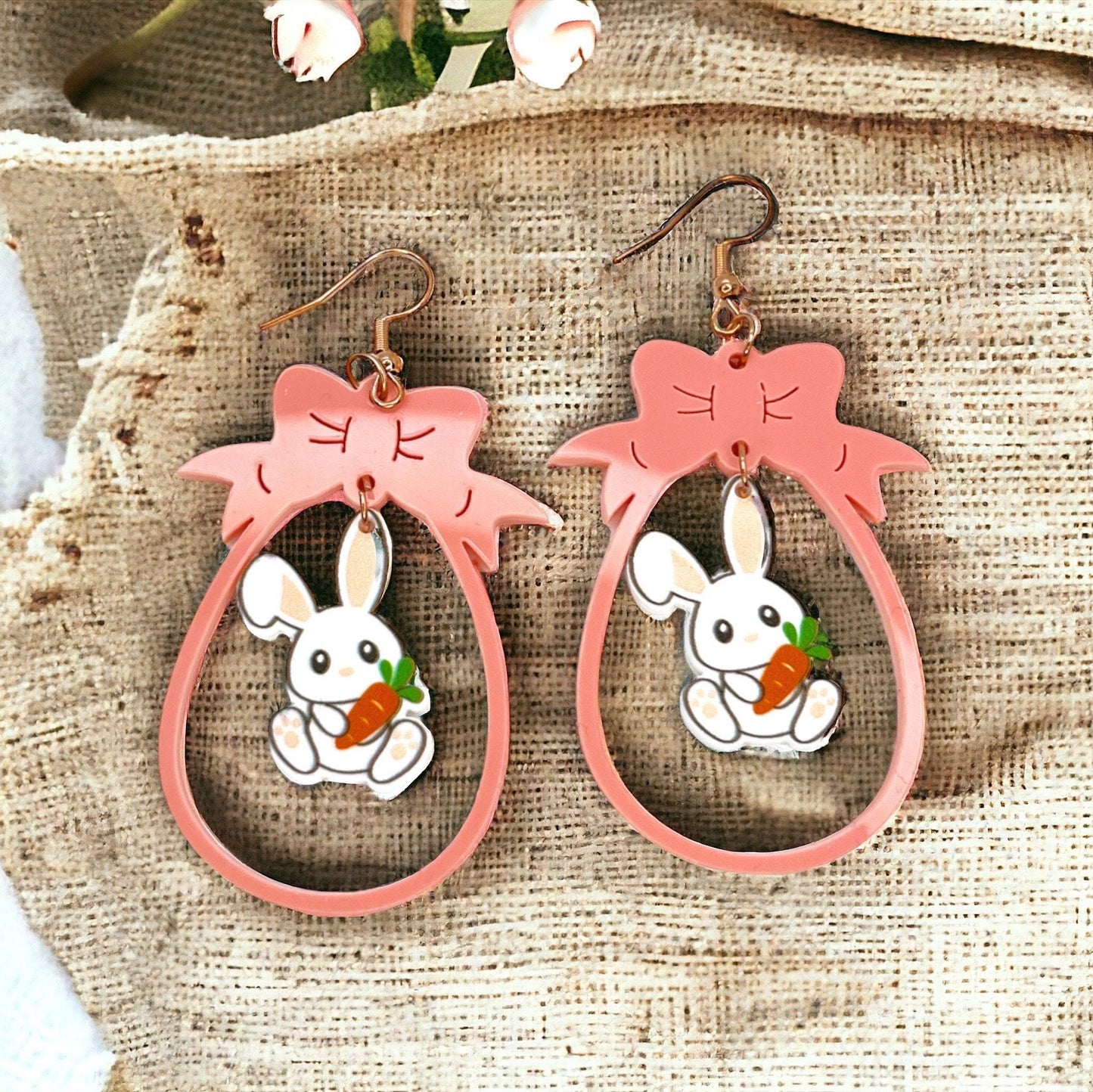 Pink Bunny Dangle Earrings: Hop into Easter Fun with Sparkly Style! - Rhythms of Grace Creative