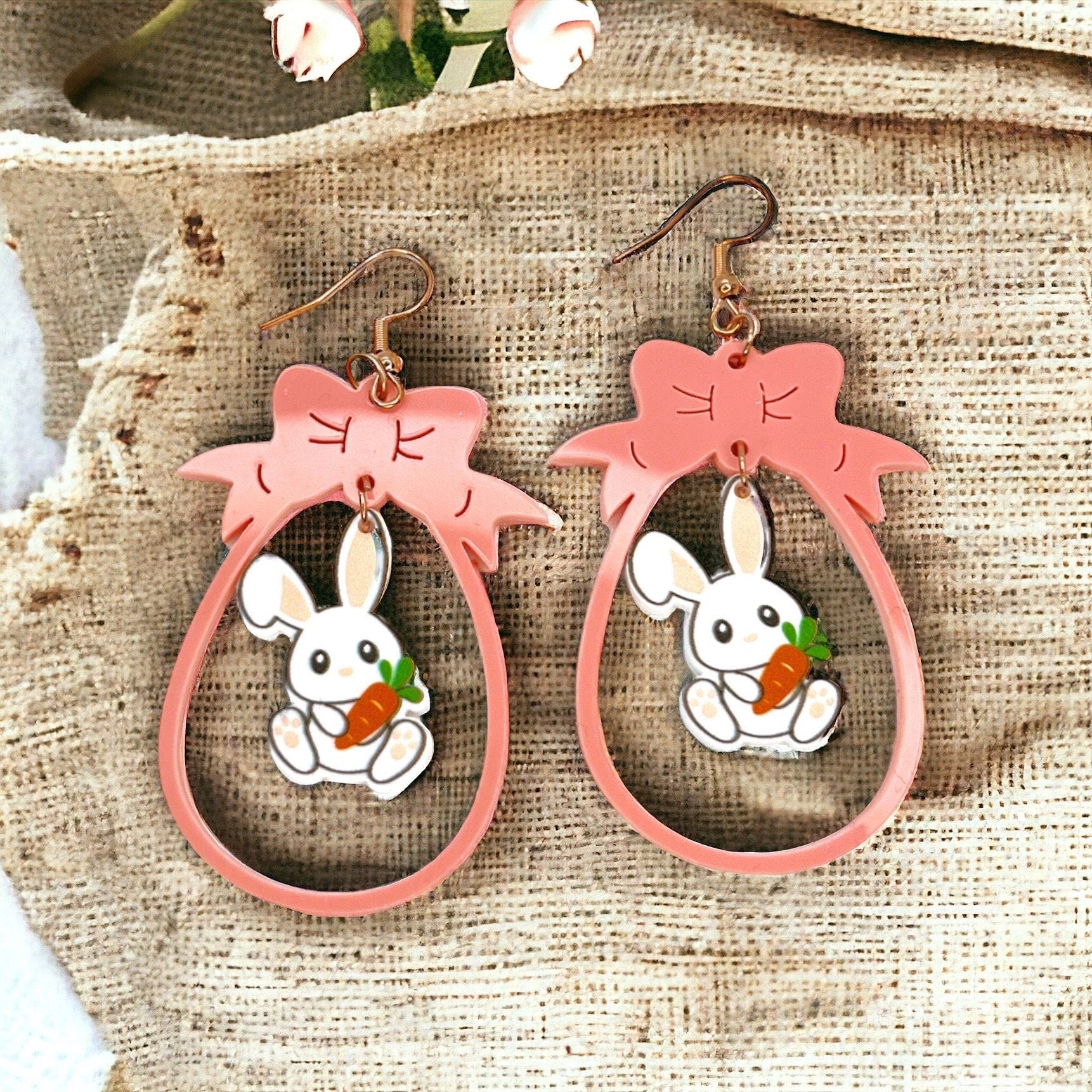 Pink Bunny Dangle Earrings: Hop into Easter Fun with Sparkly Style! - Rhythms of Grace Creative