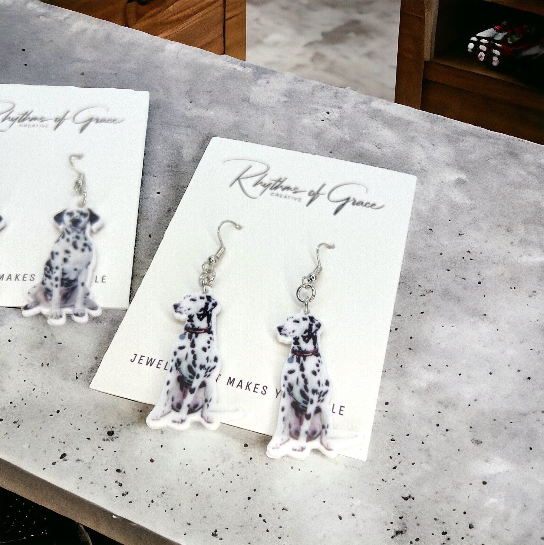 Dalmatian Dazzle: Adorable Dog Mom Earrings! 🐾 - Rhythms of Grace Creative