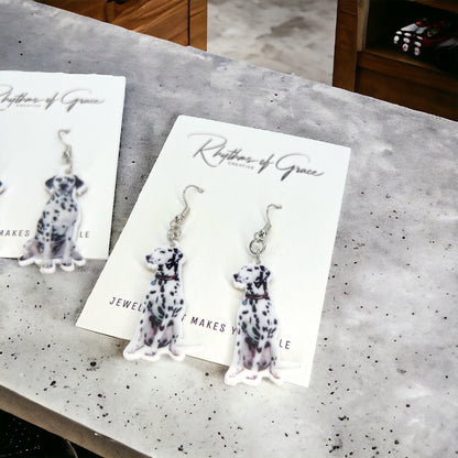 Dalmatian Dazzle: Adorable Dog Mom Earrings! 🐾 - Rhythms of Grace Creative
