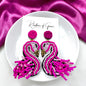 Tropical Chic: Hot Pink Beaded Flamingo Earrings for the Bold and Fashionable! 🌺🦩✨